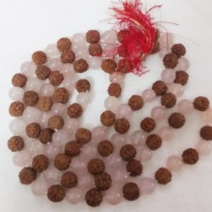 Rudraksh and Rose quatz mala